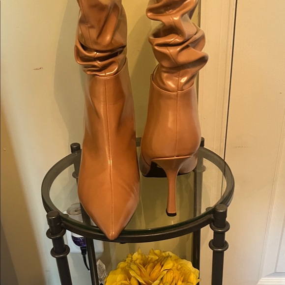 Jeffrey Campbell Guillo Tan Leather Slouchy Women's Stiletto Boots - Picture 8 of 9